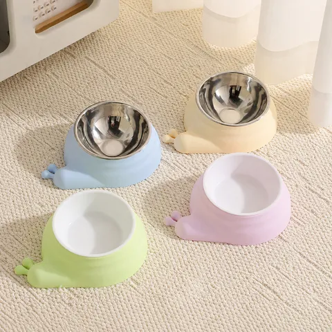 Cute Schnecke Haustier Napf Edelstahl Katzenfutter Wasserschale Rutschfest Nackenschutz Futterbedarf für Katzen und Hunde