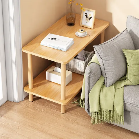 Moderno Minimalista Pannello a Base di Legno Doppio Strato Tavolino da Salotto Comodino Piccolo Tavolo Quadrato Soggiorno Contenitore Tavolino da Caffè