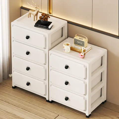 Multilayer Plastic Storage Cabinet Bedside Table With Drawers Modern Minimalist Home Bedroom Organizer Rack Furniture