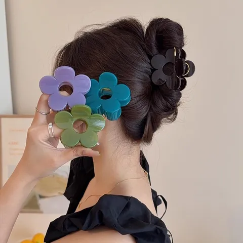 Elegante Fermaglio per Capelli a Fiore per Donna Molla in Resina Lucida per Capelli Folti Accessori per Capelli Semiraccolti Copricapo Quotidiano