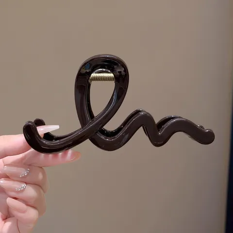 Damen Große Wellen Haarklammer Hohes Volumen Matt Schokolade Leopardenmuster Shark Haarklip Für Dickes Haar Elegante Haaraccessoires