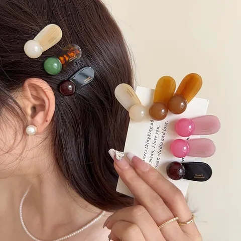 Koreanischer Stil Elegant Acetat Rund Kugel Haarclip Leichter Luxus Schildpatt Entenschnabel Seitenclip Handgemacht Buchstaben Bedruckt Kopfschmuck Für Damen Alltag Styling Zubehör