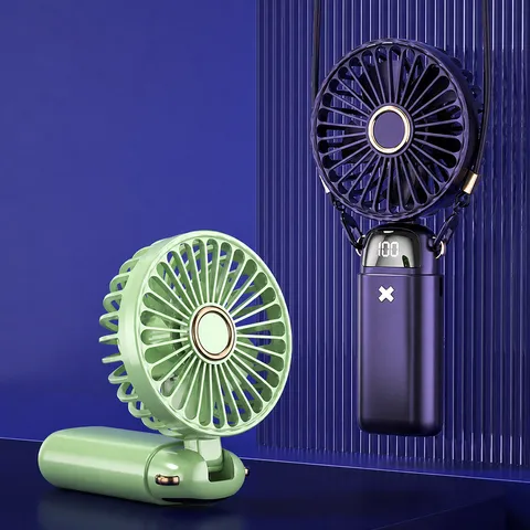 Tragbarer Hand-Nackenventilator USB Wiederaufladbarer Mini Desktop Ventilator Mit Digitaler Anzeige Und Aromadiffusor 5-Stufen Persönlicher Ventilator