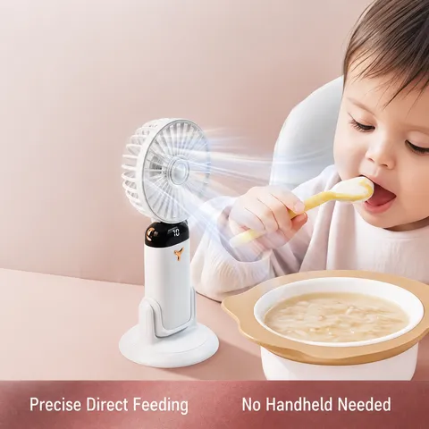 Draagbare Handheld Mini Bureau Ventilator Digitaal Display 5 Snelheden USB Oplaadbare Kleine Koelventilator Voor Babyvoeding
