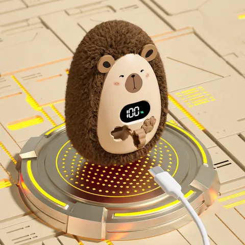 Draagbare USB Oplaadbare Handwarmer Schattig Cartoon Dier Pluche Handwarmer Met Digitale Temperatuurdisplay Voor Dagelijks Wintergebruik