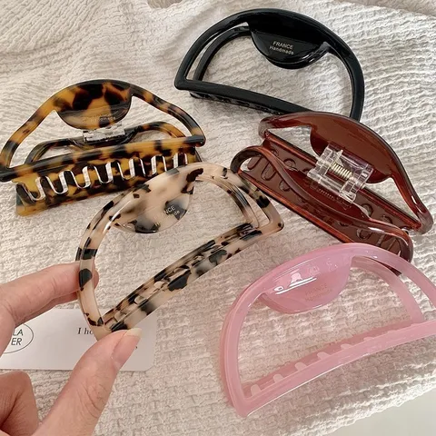 Hochwertige Celluloseacetat Schildpatt Haarklammer Für Damen Hohl Halbkreis Shark Clip Handgefertigter Haarschmuck