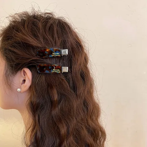 Mode Acetat Haarklammern Für Damen Marmor Textur Entenschnabel Clip Elegante Seitenhaarnadel Buchstaben Druck Haarschmuck