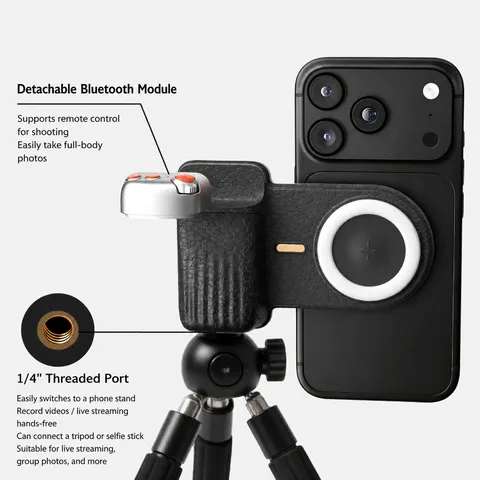 Magnetic Phone Handle Bluetooth Remote Control Fill Light Photography Grip