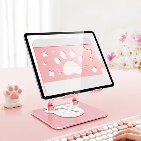 Carbon Steel Desktop Phone And Tablet Stand Foldable Portable Cooling Holder With Cute Cat Claw Design