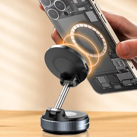 Supporto Telefono Auto Magnetico Aspirazione Sottovuoto Pieghevole Girevole Cruscotto Universale