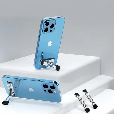 Foldable Metal Phone Holder Adjustable Desktop Phone Stand Adhesive Back Stick Mobile Phone Bracket For Desk Office Universal