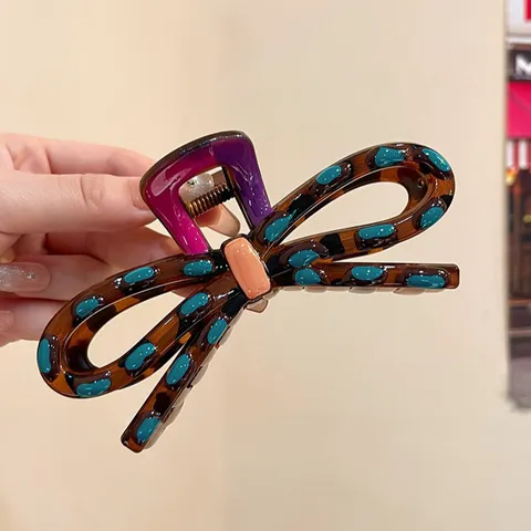 Pinza de Pelo de Lazo de Estilo Coreano para Mujer Lunares Pinza de Tiburón Grande Horquillas Antideslizantes Accesorios