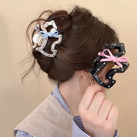 Bow Polka Dot Dog Hair Claw Cute Puppy Hair Clip For Women Girls Sweet Animal Shape Shark Clip Fashion Hair Accessories
