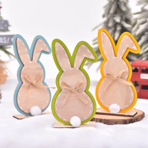 Nordische Houten Pasen Konijn Ornament Minimalistisch Houten Haas Tafelstandaard Ambachtelijke Decoratie Voor Thuisfeest Pasen Decoratie