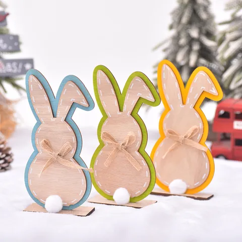 Nordische Houten Pasen Konijn Ornament Minimalistisch Houten Haas Tafelstandaard Ambachtelijke Decoratie Voor Thuisfeest Pasen Decoratie