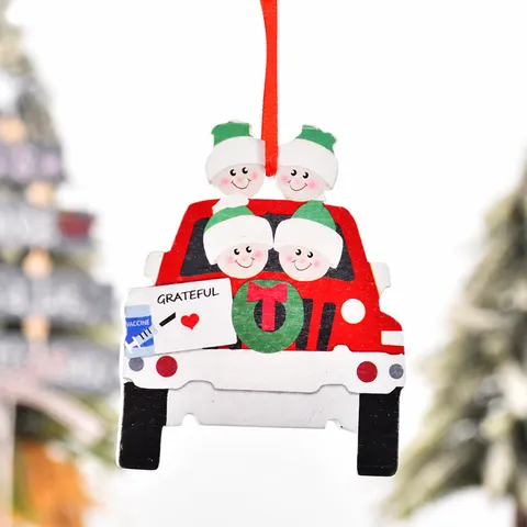 Christmas Tree Hanging Wooden Car Ornament Creative Cute Family DIY Car Decor For Xmas Holiday Home Decoration