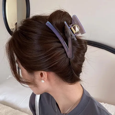 Pince à Cheveux en Acrylique Unique en Forme de Z pour Femmes Dégradé Haut de Gamme à Paillettes Grande Pince Requin Accessoires Coiffure