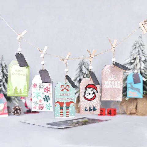 Festive Christmas Wooden Hanging Sign Merry Christmas Painted Wood Blackboard Pendant Christmas Tree Hanging Decoration Ornament