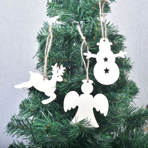 Weihnachten Holz Hängen Ornamente DIY Weihnachtsbaum Anhänger Dekor Schneeflocke Schneemann Hirsch Engel Herz Glocke Stern Socke Ball Feiertag Deko