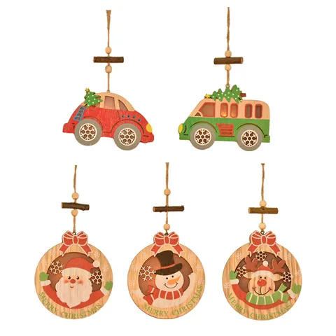 LED Leuchtend Holz Weihnachten Schmuck Hohl Hängende Anhänger Für Weihnachtsbaum Dekoration Weihnachtsmann Schneemann Haus Deko