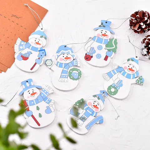 Weihnachts Schneemann Holzanhänger Für Weihnachtsbaum Dekoration Cartoon Schneemann Festliche Party Wand Fenster Deko Holz Handwerk Zubehör