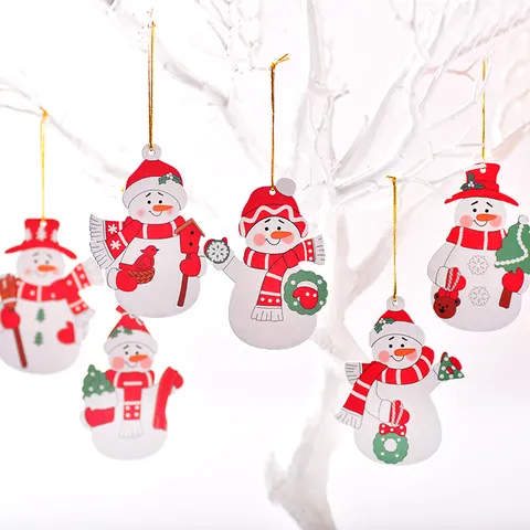 Weihnachts Schneemann Holzanhänger Für Weihnachtsbaum Dekoration Cartoon Schneemann Festliche Party Wand Fenster Deko Holz Handwerk Zubehör