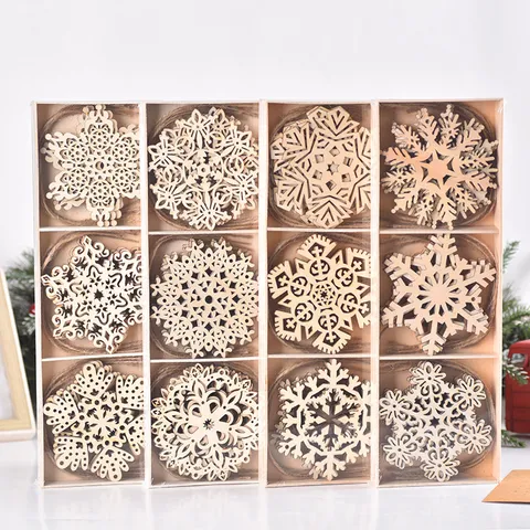 Weihnachtsanhänger Aus Holz Schneeflocke DIY Graffiti Holzspäne Weihnachtsbaum Hängende Ornamente Set Festliche Dekoration Holzhandwerk