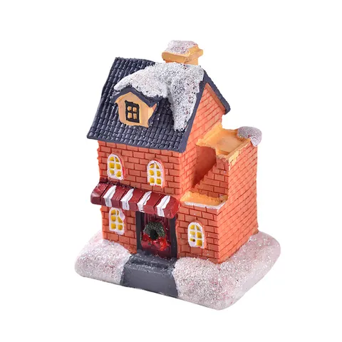 Leuchtendes Harz Weihnachtsdorf Haus Mikrolandschaft Miniatur Schneeszene Haus Europäisches Retro Weihnachten Tischdeko Geschenk