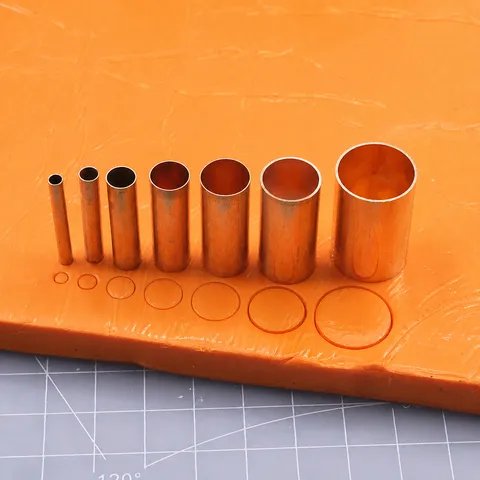 Miniatura Conjunto de Cortadores Circulares Cobre Puro Herramienta de Corte de Arcilla Molde para Escultura de Arcilla DIY