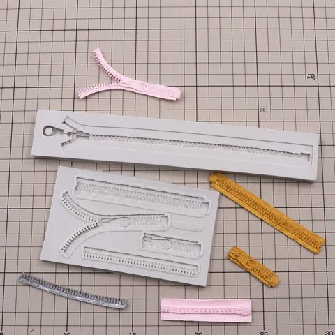 DIY Silicone Zipper Mold Fondant Cake Decorating Tool Ultra-Light Clay Craft Mold Crafting Accessory
