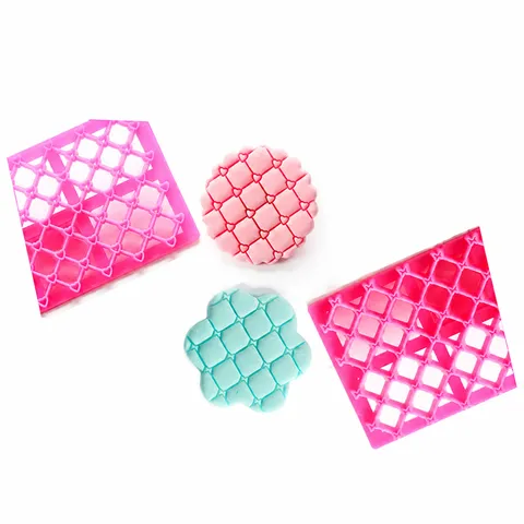 Pink Plastic Cookie Mold Biscuit Fondant Embossing Stamp Baking Tool Plaid Heart Bow Flower Cake Decorating Mold