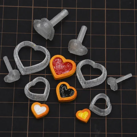Mini Heart Sandwich Cookie Cutter Mold Set DIY Clay Craft Baking Tool Transparent Resin Heart Shape Mold For Handmade Craft