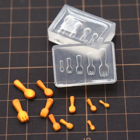 Moule en Silicone pour Biscuits DIY Jeu de Nourriture Miniature Mini Vaisselle Fourchette Cuillère