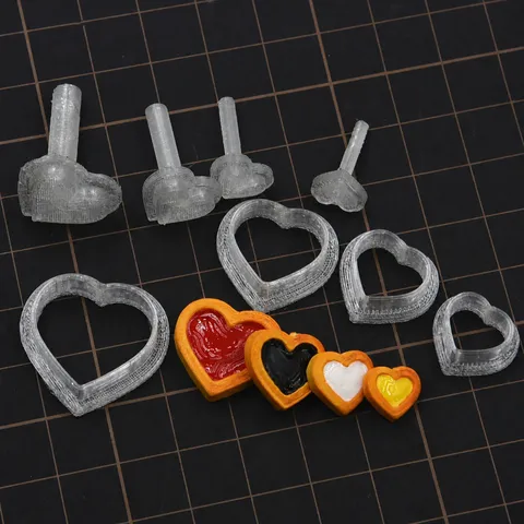Mini Heart Sandwich Cookie Cutter Mold Set DIY Clay Craft Baking Tool Transparent Resin Heart Shape Mold For Handmade Craft