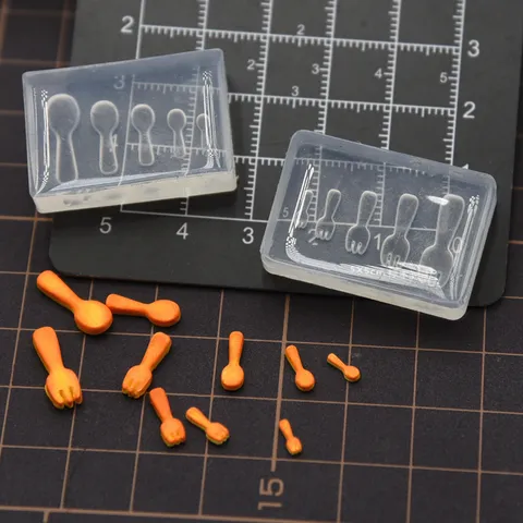 Moule en Silicone pour Biscuits DIY Jeu de Nourriture Miniature Mini Vaisselle Fourchette Cuillère