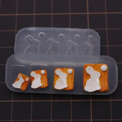 Miniature Rabbit Biscuit Silicone Mold DIY Soft Pottery Clay Miniature Food Craft Tool Cute Animal Cookie Fondant Mold