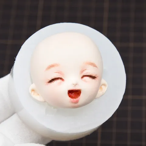 Stampo in Silicone per Viso di Bambola BJD DIY Fondant Argilla Ceramica Morbida Stampo Artigianale Viso Sorridente Testa Resina