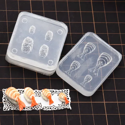 Miniatur DIY Puppenhaus Silikonform Mini Essen Weiche Keramik Japanischer Snack Lachs Sushi Reiskugel Form Werkzeug