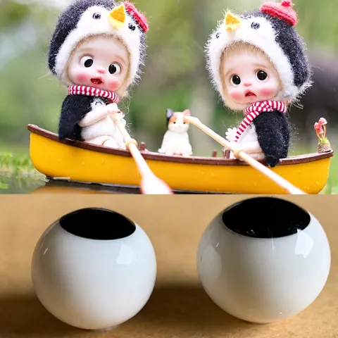 Polymer Clay Doll Head And Glass Eyeballs Movable Doll Eyes DIY Craft Accessories For Miniature Dolls