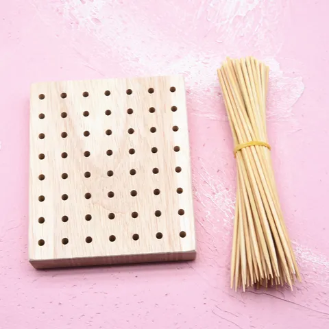 Solid Wood Clay Figurine Drying Rack Perforated Base DIY Craft Tool For Fondant Colored Doll Display Stand