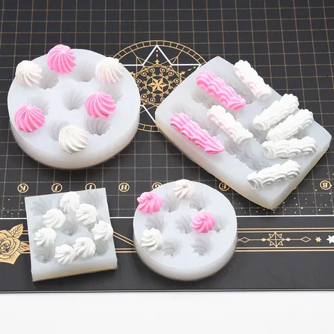 Miniature Dessert Silicone Mold DIY Clay Resin Craft Mold Waffle Cake Cream Flower Cake Decorating Tool Craft Making Mold
