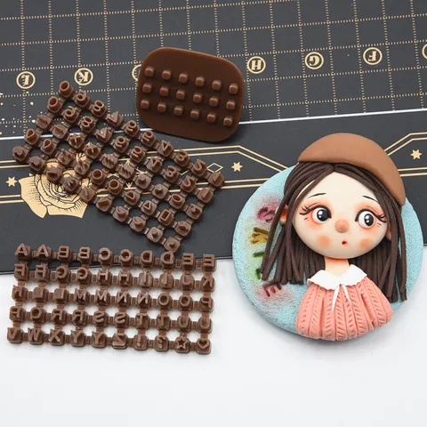 Mini DIY Clay Fondant Alphabet Number Embossing Mold Set Polymer Clay Printing Tool Handcraft Mold