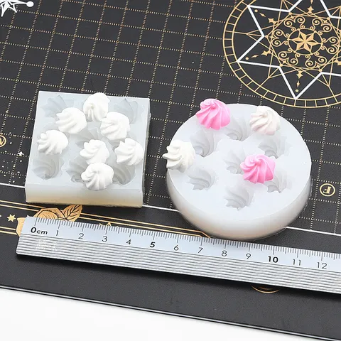 Miniature Dessert Silicone Mold DIY Clay Resin Craft Mold Waffle Cake Cream Flower Cake Decorating Tool Craft Making Mold