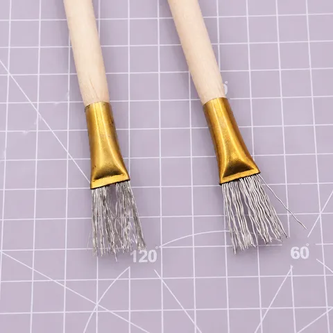 Juego de Cepillo de Alambre de Siete Agujas con Mango de Madera Herramienta de Textura de Arcilla para Manualidades Cerámica