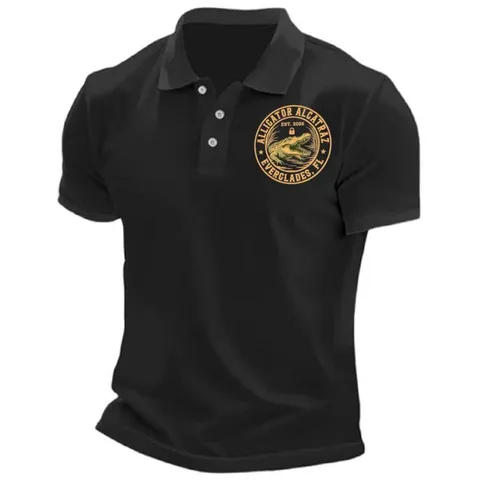 Andriko Casual Golf Polo Shirt Ektiposi 3D Konto Maniki Giakada Anapnevsymo Kalokairino Athlitiko Top Moda