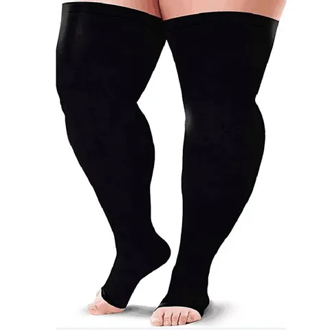 Plus Size Compression Stockings For Women Thigh High Nylon Elastic Anti-Fatigue Sport Over Knee Stockings