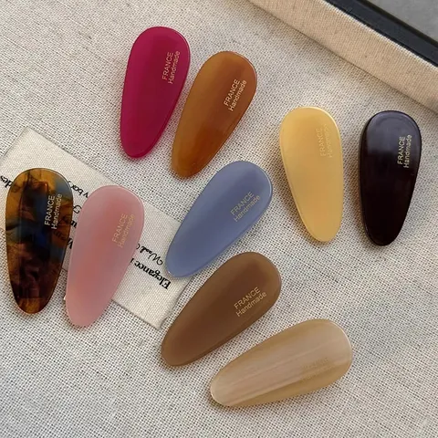 Kleine Ovale Acetat Haarklammer Für Damen Französisches Buchstabenmuster Handgefertigte Entenschnabelklemme Pony Clip Mode Haarschmuck