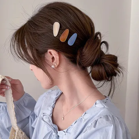 Kleine Ovale Acetat Haarklammer Für Damen Französisches Buchstabenmuster Handgefertigte Entenschnabelklemme Pony Clip Mode Haarschmuck