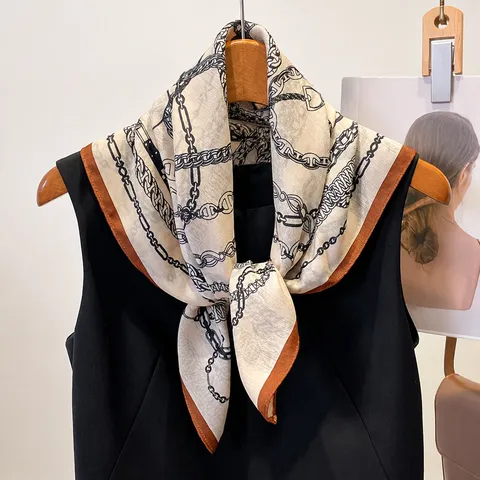 Women's Fashion Square Scarf Polyester Horse Pattern Elegant Printed Scarf Neckerchief Headband Wrap For Ladies