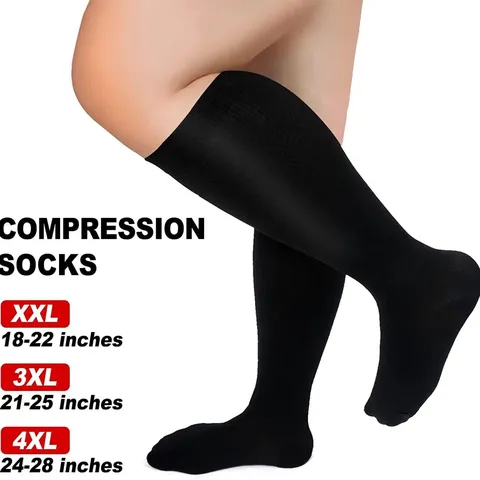 Plus Size Compression Socks For Women Men High Elastic Calf Support Stockings Athletic Running Sports Stockings